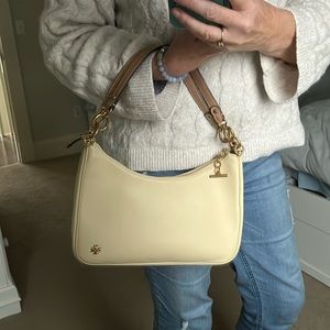 Tory Burch Mercer Crescent bag in Buttermilk Color